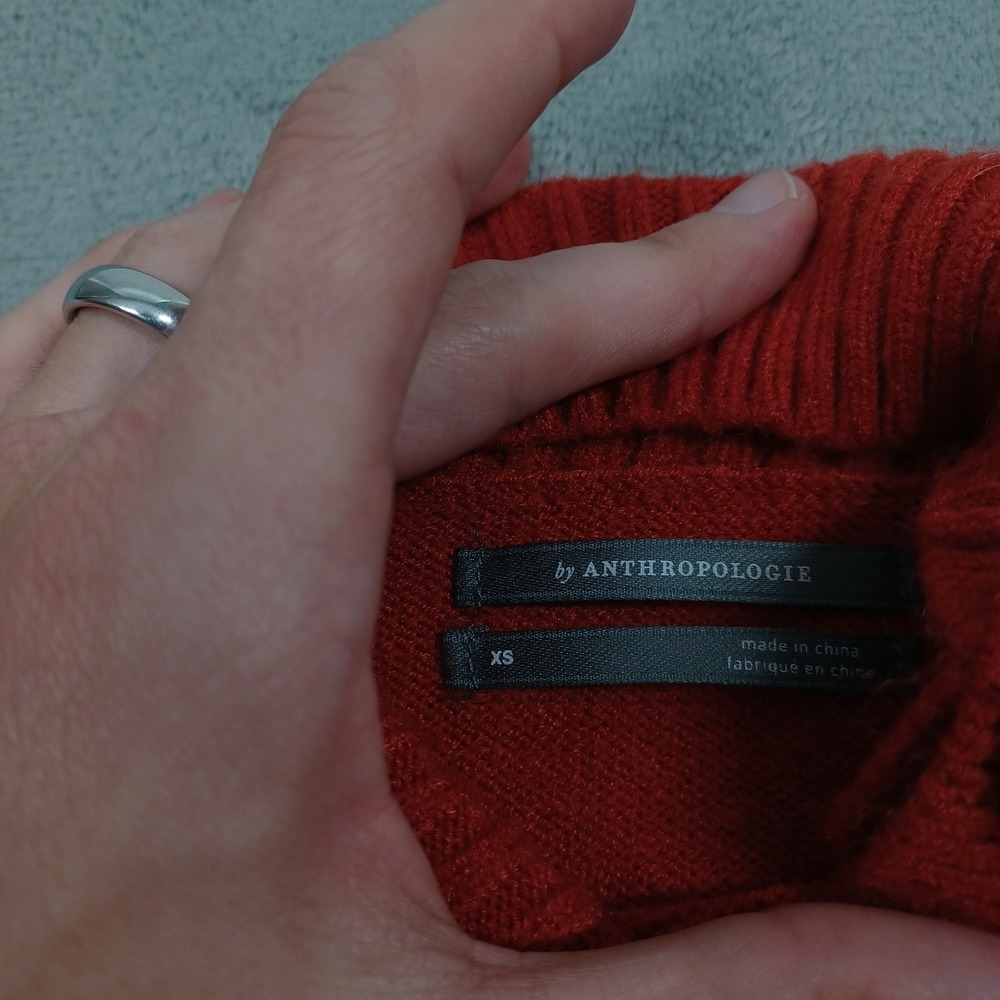 Anthropologie Sweater Womens XS Orange Turtleneck Pullover‎ Boho - Picture 4 of 8